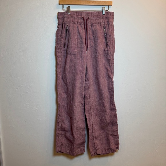 Athleta Cabo Linen Wide Leg Pants Women Size 10 Drawstring Casual Summer - Picture 1 of 7